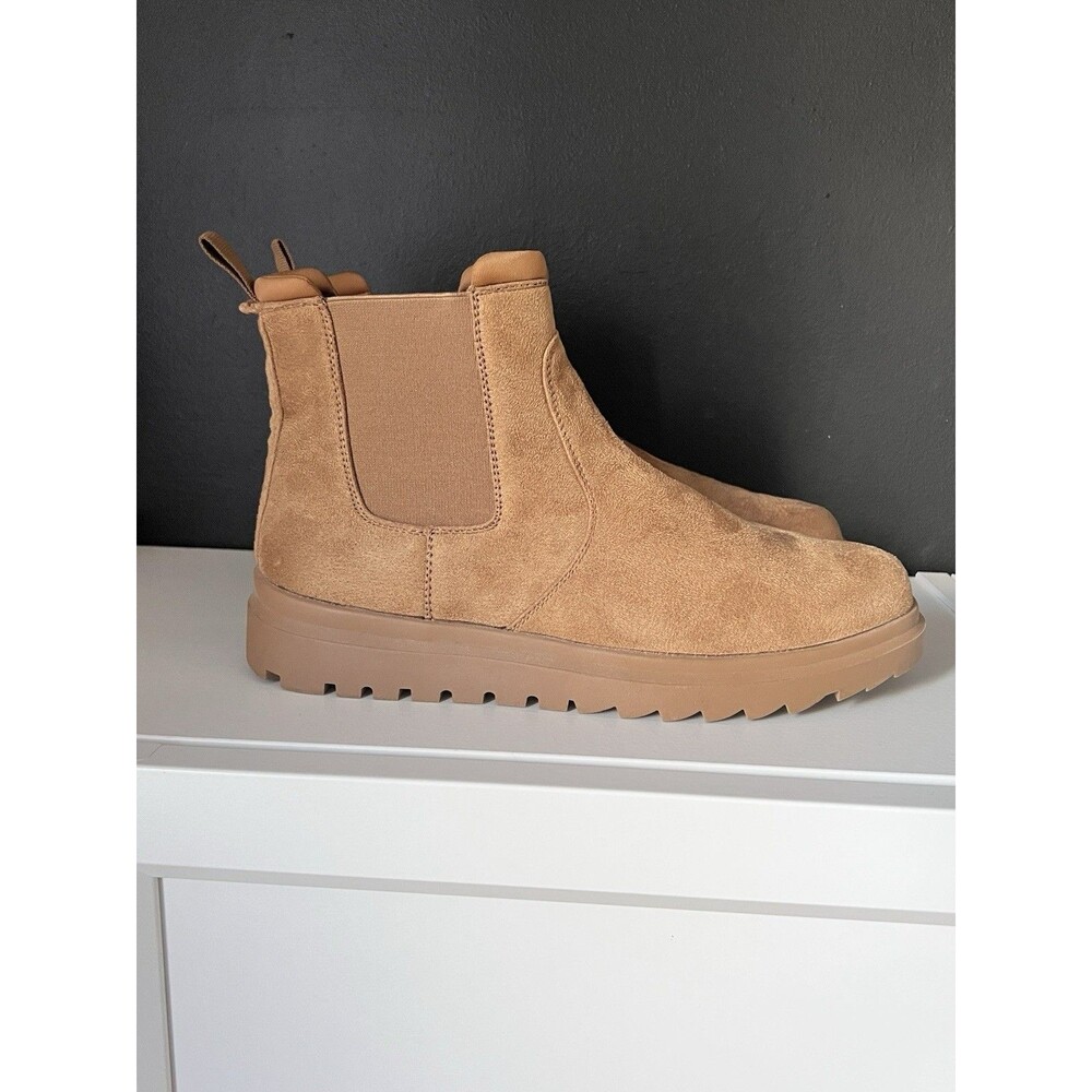 Womens Bacia Sz 9 Chelsea Boot Faux Suede Flex Comfortable Brown Chestnut Tan